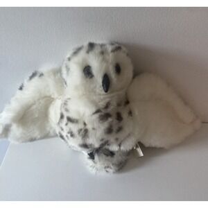 Folkmanis Puppets Snowy Owl Plush 11" Swivel Head Puppet Spotted 21" Wing Span